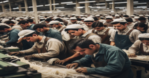 Image of people overworked in a factory. Exposing how Human Trafficking is widespread.